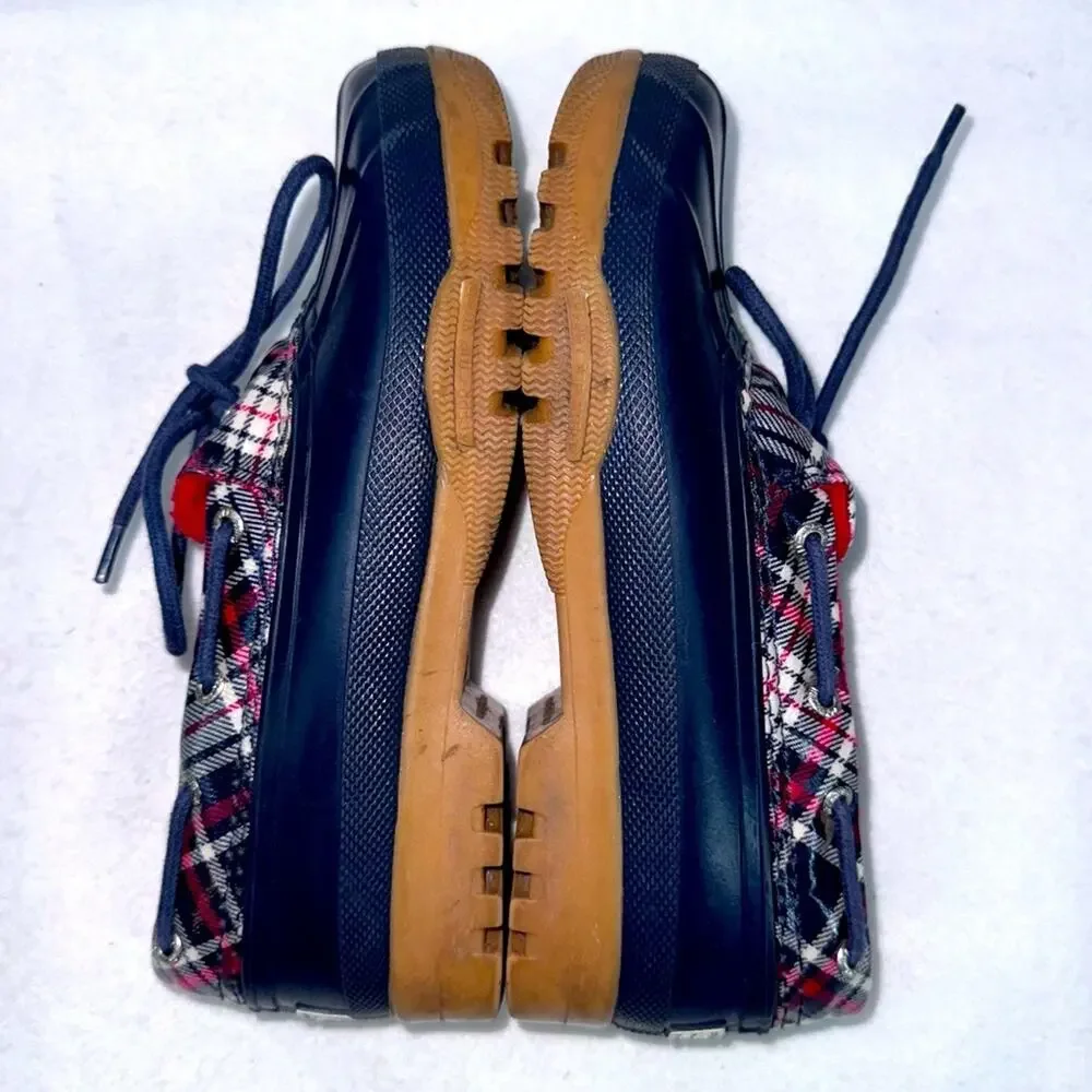 Women’s Sperry Topsiders Waterproof Shoes Low Top Duck Boots size 6 Navy Plaid